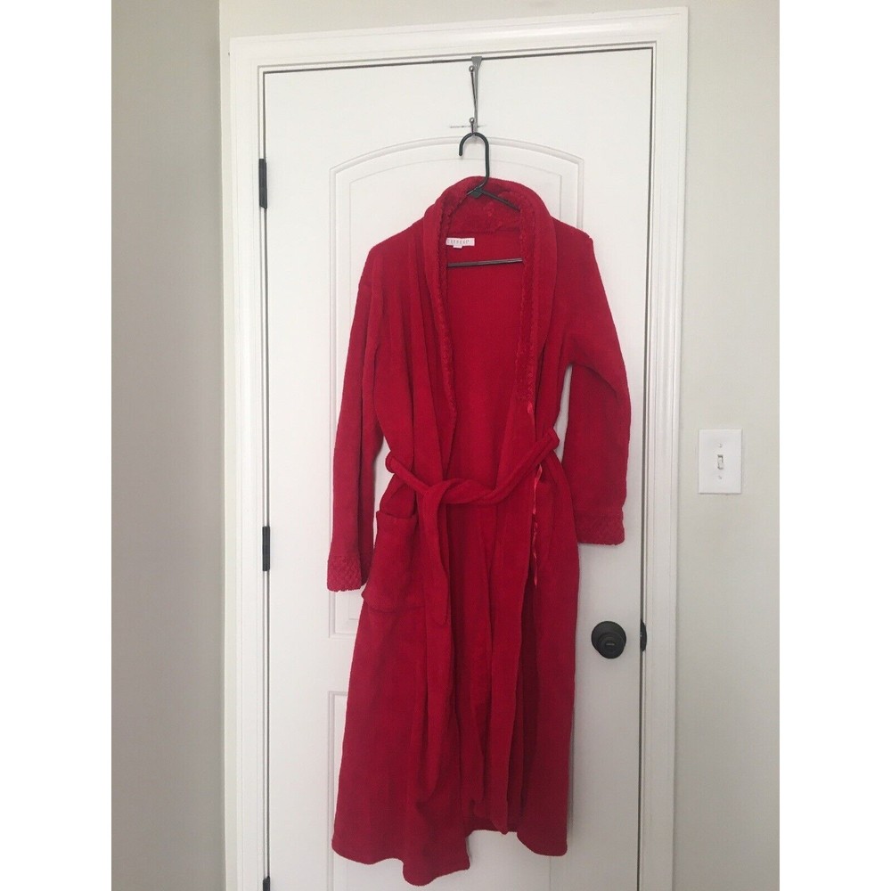 Cypress Adult Red Fleece Bathrobe Wrap Robe with Belt Medium